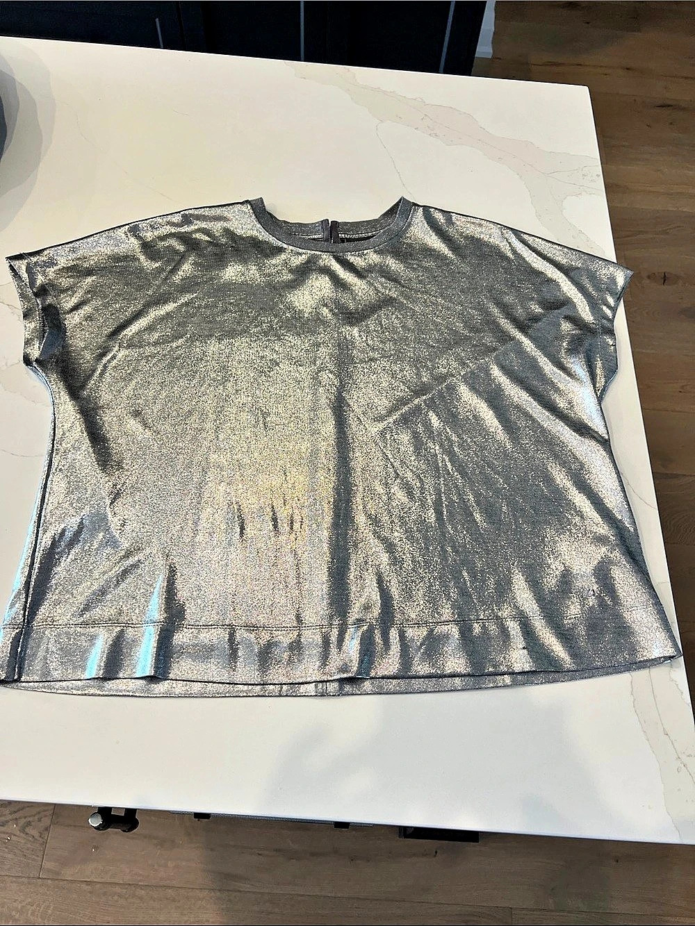 MOS MOSH Nivola O-Neck Metallic Tee Silver